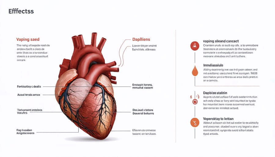 Diagram highlighting how vaping affects heart and blood vessels, important during stroke recovery